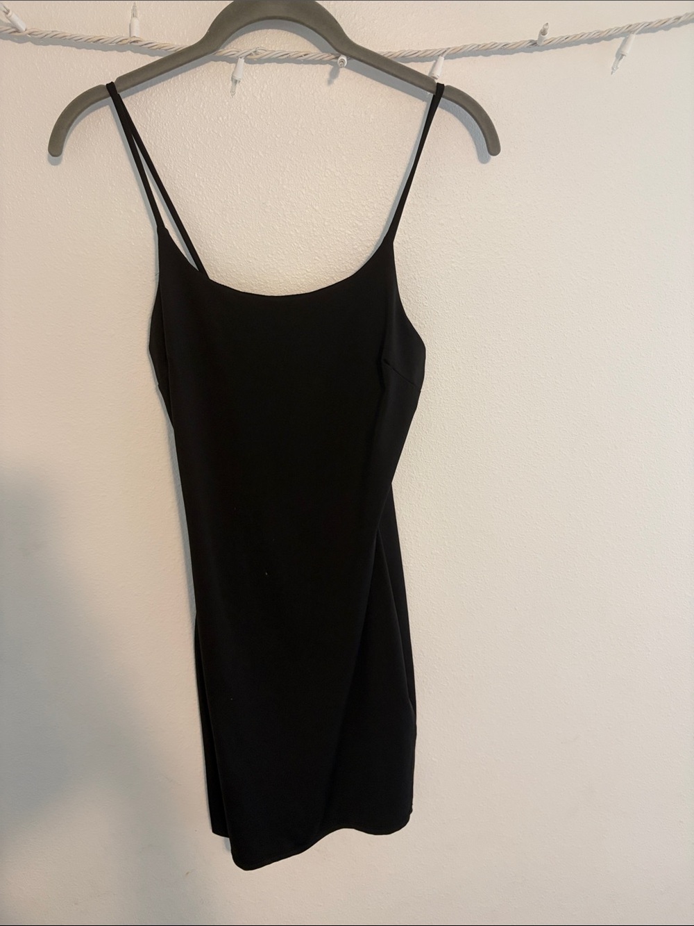 Classic Black Mini Slip Dress - Sleek Spaghetti Strap Design